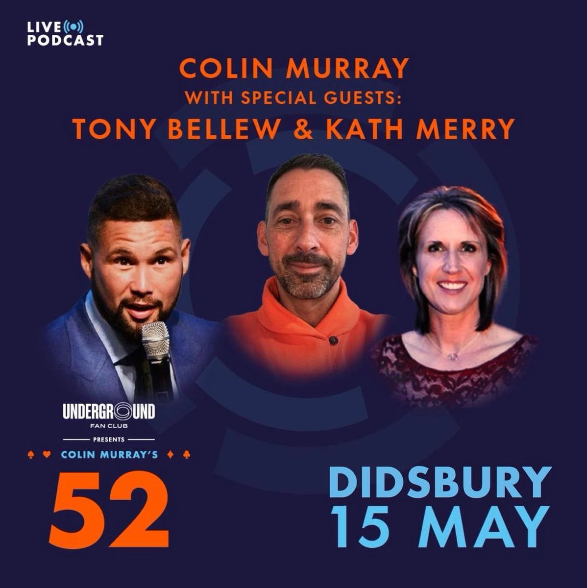 Looking forward to #ColinMurrays52 podcast with @colinmurray & @theufanclub, sponsored by @grosvenorcasino Join myself & @KatharineMerry live from Manchester Didsbury -15 May Tickets available here- bit.ly/3WbjrJW 18+ BeGambleAware.org DrinkAware.co.uk