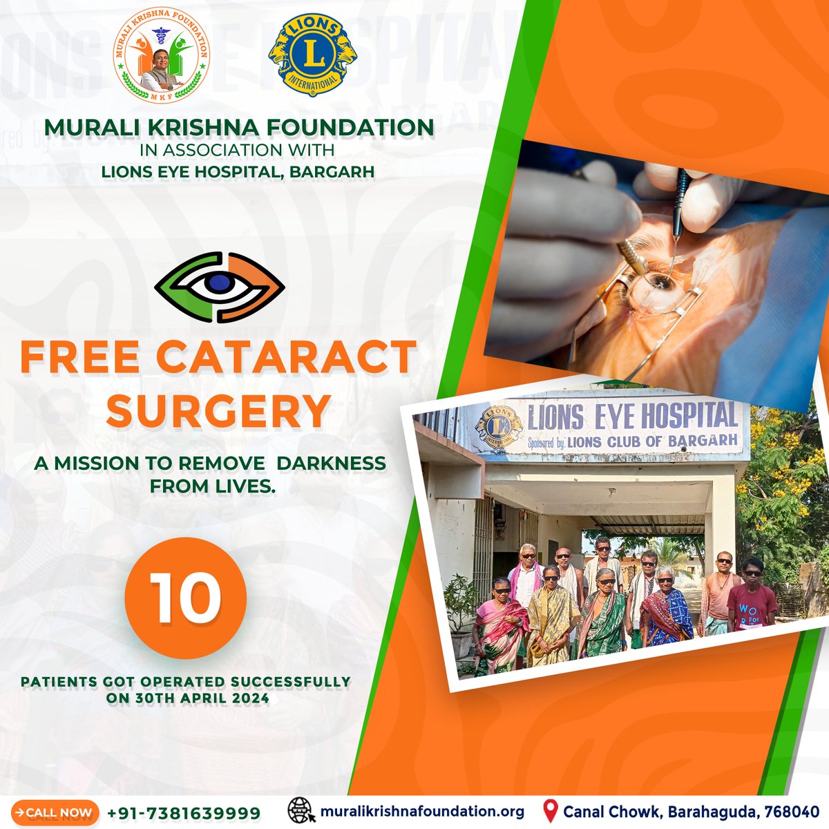 Focusing on brighter tomorrows!

#muralikrishnafoundation #mkf #dmuralikrishna #MKFoundation #Bargarh #Odisha #healthcamp #freehealthcamp #eye #cataract #cataractsurgery