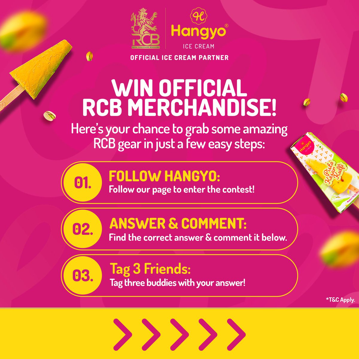 RCBTweets's tweet photo. ๐ฆ๐ Ready to add some RCB swag to your collection? @HangyoIceCream is here with a cool contest! ๐๐
1๏ธโฃ Follow @HangyoIceCream to enter.
2๏ธโฃ Answer this: How many balls did Will Jacks take to score his century against Gujarat this season? Comment below! ๐
3๏ธโฃ Tag 3 mates who love RCB as much as you do!
Slide into the fun and stand a chance to win official RCB merchandise! Will you be the lucky winner? ๐ค๐
#WinWithHangyo #PlayBold #ContestAlert ๐จ #IPL2024 #HangyoRCBContest #RCB #RCBFans #เฒจเฒฎเณเฒฎRCB