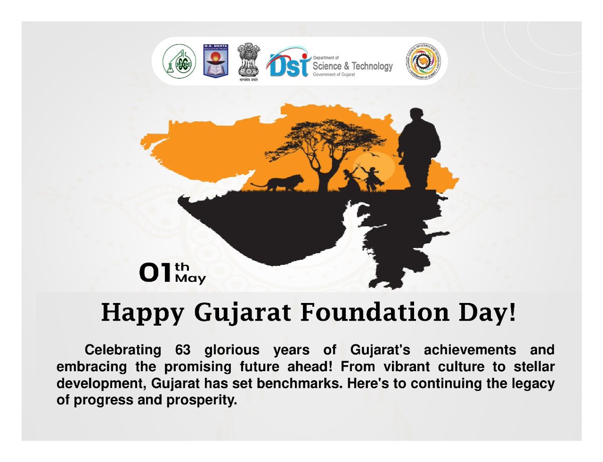 Happy Gujarat Foundation Day! Let's celebrate the vibrant culture and progress of Gujarat while envisioning its integral role in shaping a developed India by 2047. #VibrantGujarat #VikshitBharat2047 #GujaratFoundationDay #GujaratSTIecosystem #1MAYIS @CollectorJamngr