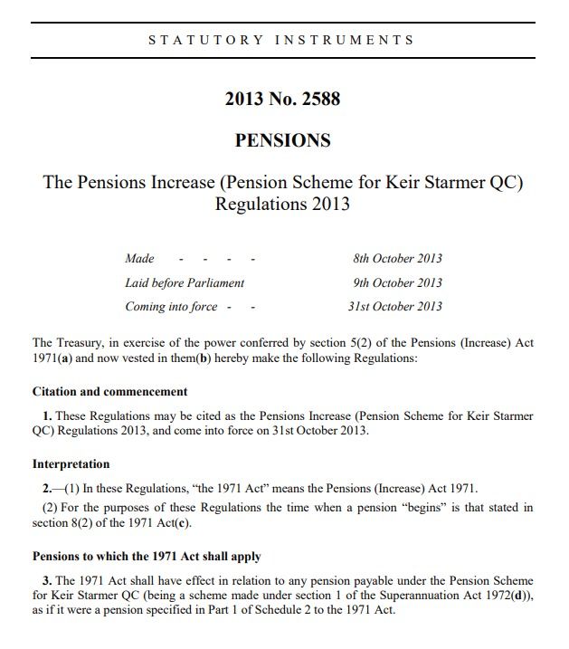 Keir Starmer’s personal pension is so special a law had to be passed with his name on it. It’s literally one law for Labour and another for everyone else 👇