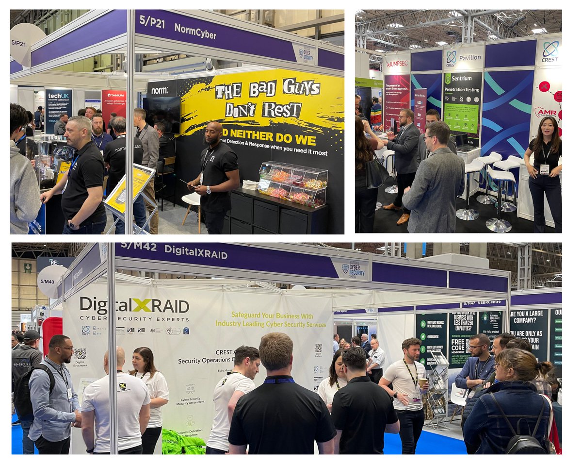 It's a busy 2nd day at @NCSS_Cyber so far. It's been great connecting with members that are here, and seeing all their stands really busy 😍 . @AMRCyberSecuri1 @Daisy_Corporate @DigitalXRAID @EquilibriumSS @hedgehogsec @JUMPSEC @NormCyber @OccamSec Sentrium Security