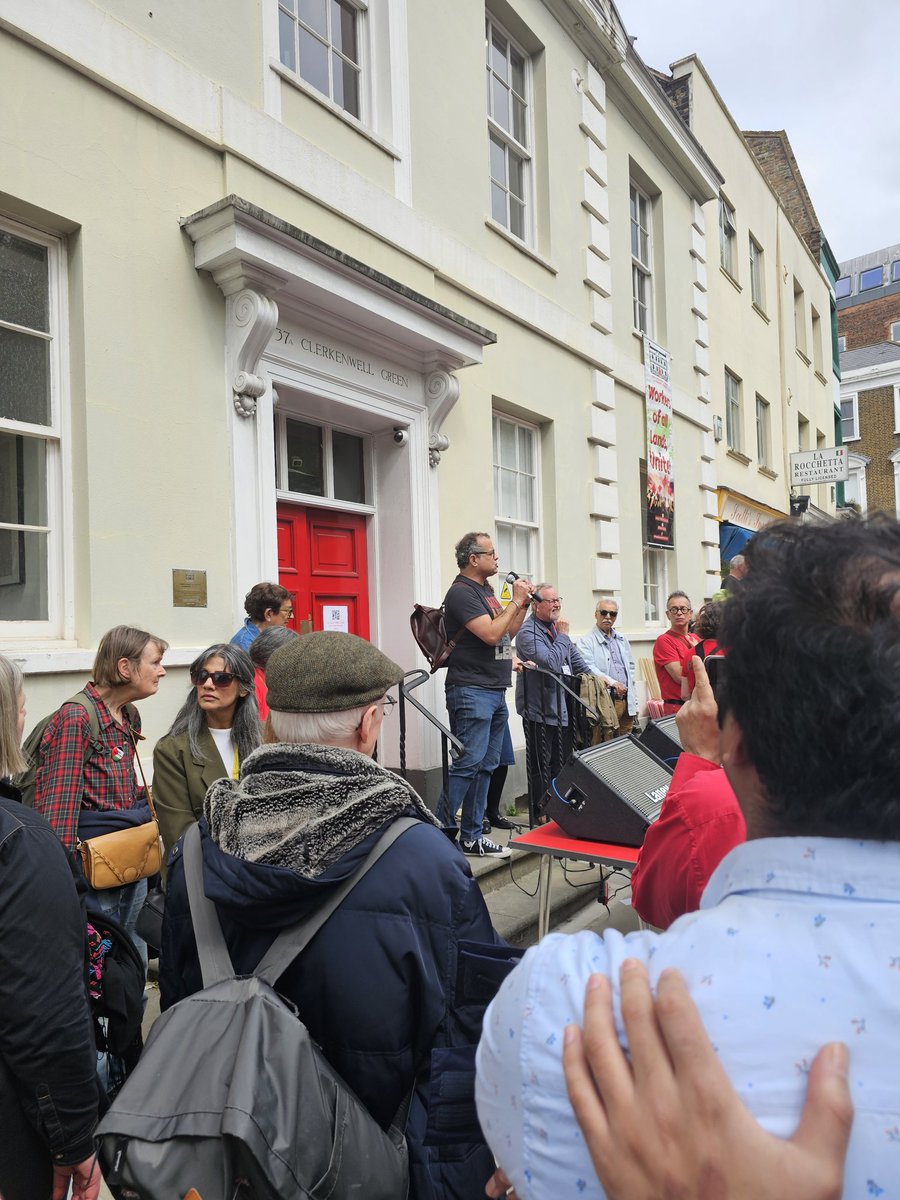 'This is our day, a day to celebrate working people who built our society. It is a day to celebrate and promote our values of peace and solidarity. We must build our movement bigger and stronger!' @vijayprashad addresses London May Day from the steps of @MarxLibrary