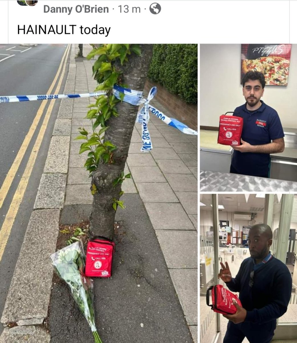 Many thanks to local campaigner, Danny O'Brien installing @TheDanielBaird1 #ControlTheBleed 🩸kits to #Hainault station and nearby kebab shop today. We say these kits should be everywhere #lifesaving🙏 #bleedcontroleducation @IanGreenWMP @SimonFosterPCC @CrimeLdn @hollybaird_x