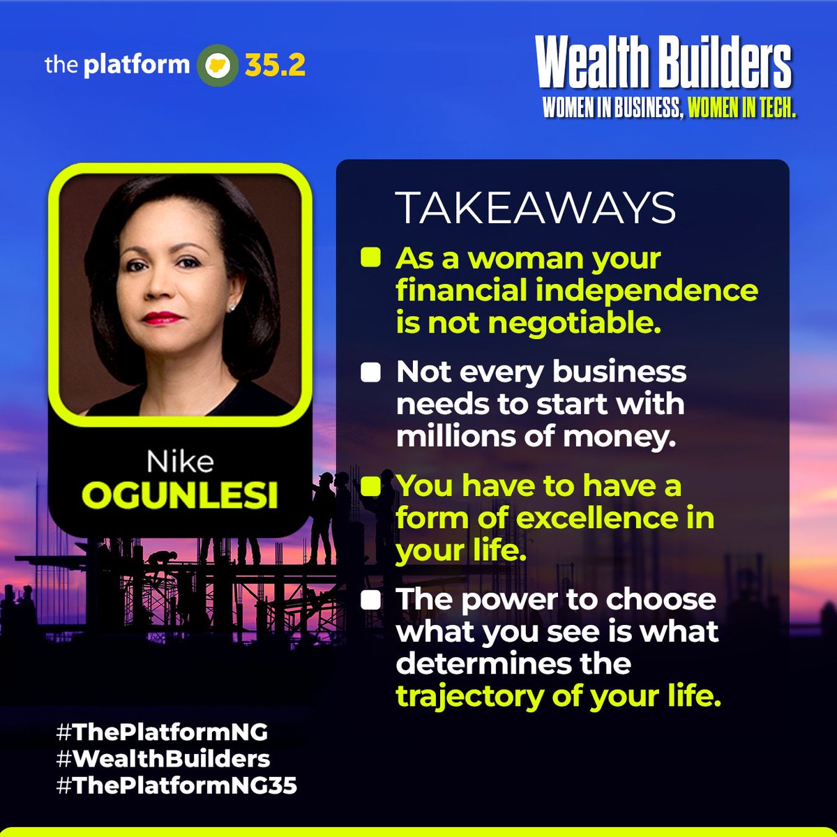At the Platform 35.2, Nike Ogunlesi taught that 'To conquer the world, you must first conquer yourself.' You can find his session on The Platform Nigeria's YouTube Channel: @theplatformng #ThePlatformNG #ThePlatformNG35 #WealthBuilders