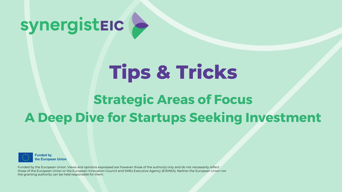 🚀 Attention startup founders! Ready to elevate your fundraising game? Check out our latest article: "Tips and Tricks: Strategic Areas of Focus - A Deep Dive for Startups Seeking Investment." 

👉 synergisteic.eu/tips-and-trick… <a href="/ComisionEuropea/">Comisión Europea en España</a> <a href="/EU_EISMEA/">EISMEA</a> <a href="/EUeic/">European Innovation Council</a>