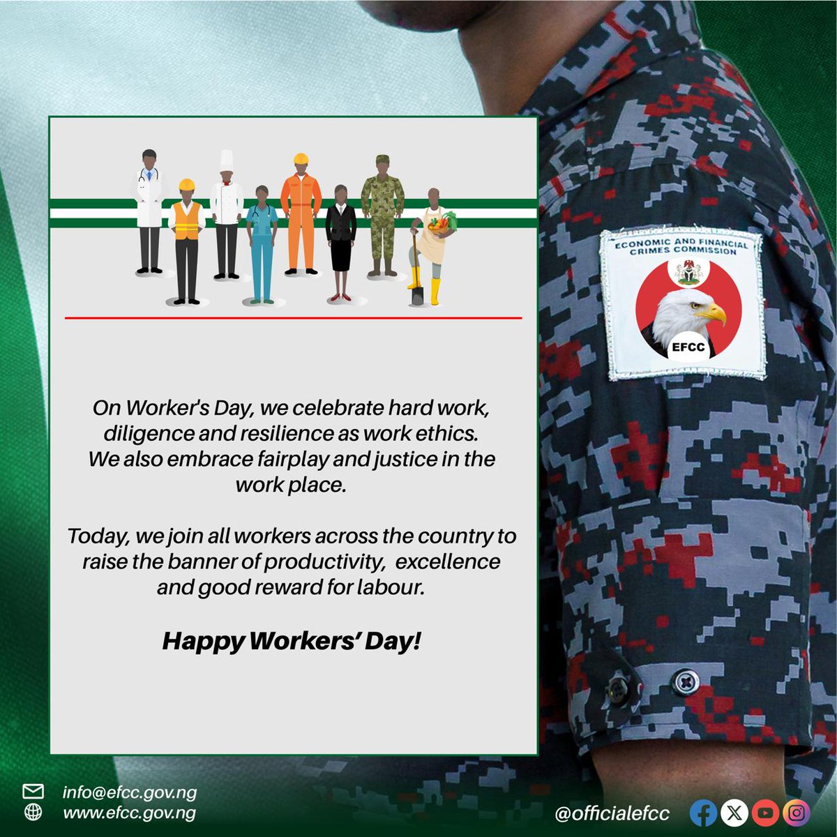 Happy Worker's Day Celebration

#TowardsABetterNigeria
#WorkersDay