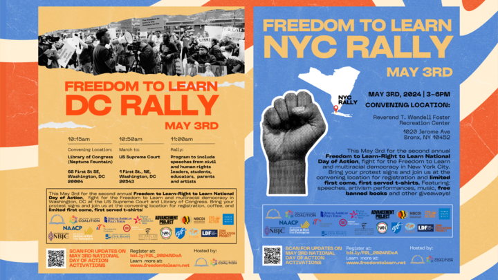 Join us on May 3rd for our Freedom to Learn National Day of Action! #FreedomToLearn #FreedomSummer2024