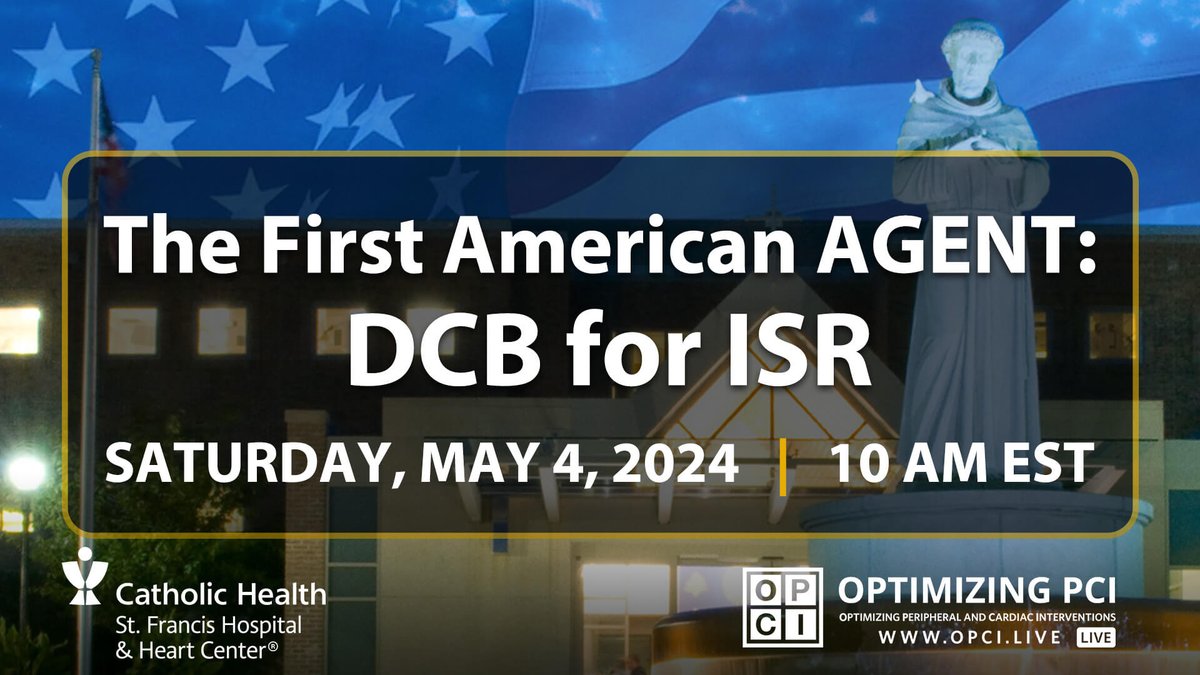 Tune in Saturday! Watch the 'First American AGENT: DCB for ISR' at opci.live featuring operators Dr. Richard Shlofmitz and @drallenj. @BSCCardiology #CardioTwitter @ziadalinyc @ESHLOF @djc795 @JWMoses