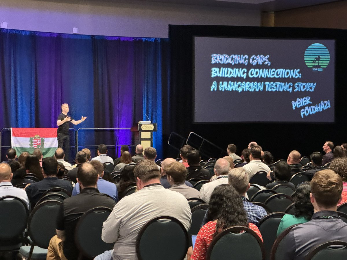 <a href="/FoldhaziJr/">Péter Földházi Jr.</a> kicking off #StarEast with his keynote on his personal journey