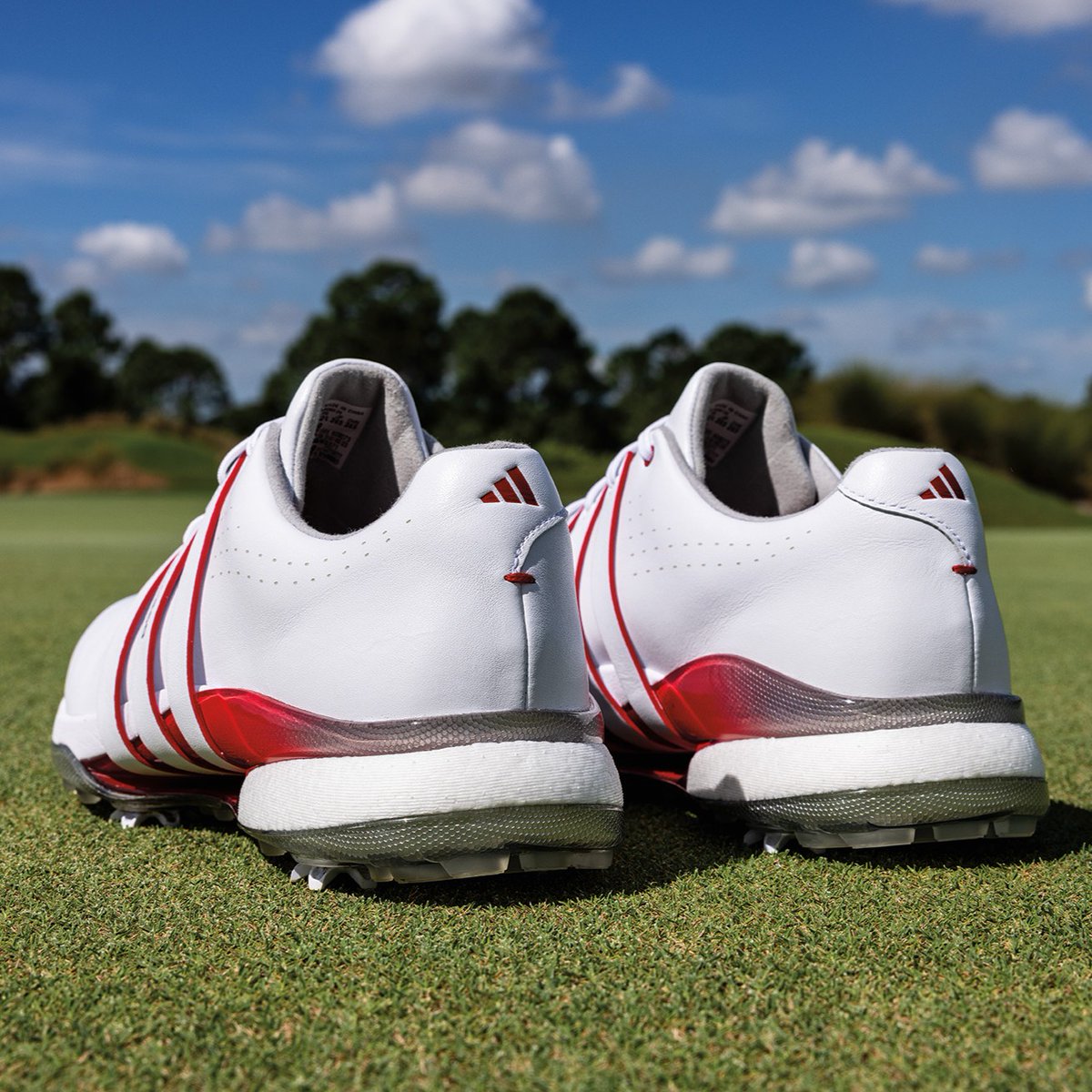 Represent the red and white on the course this golf season with these limited edition adidas Tour360 24 Spiked Golf Shoes. 🇨🇦 🔥 Shop now: bit.ly/3Wr8nbJ