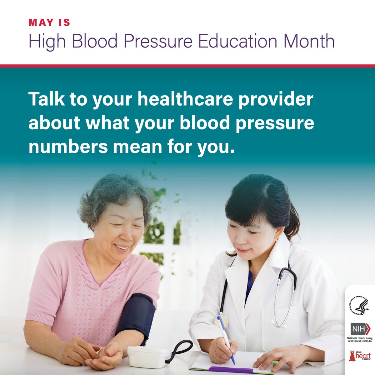 May is #HighBloodPressureMonth! Get your blood pressure checked at every doctor's visit and talk to your doctor about what your numbers mean for you. 

go.nih.gov/67mSsBJ

From #TheHeartTruth
#CrivitzPharmacy