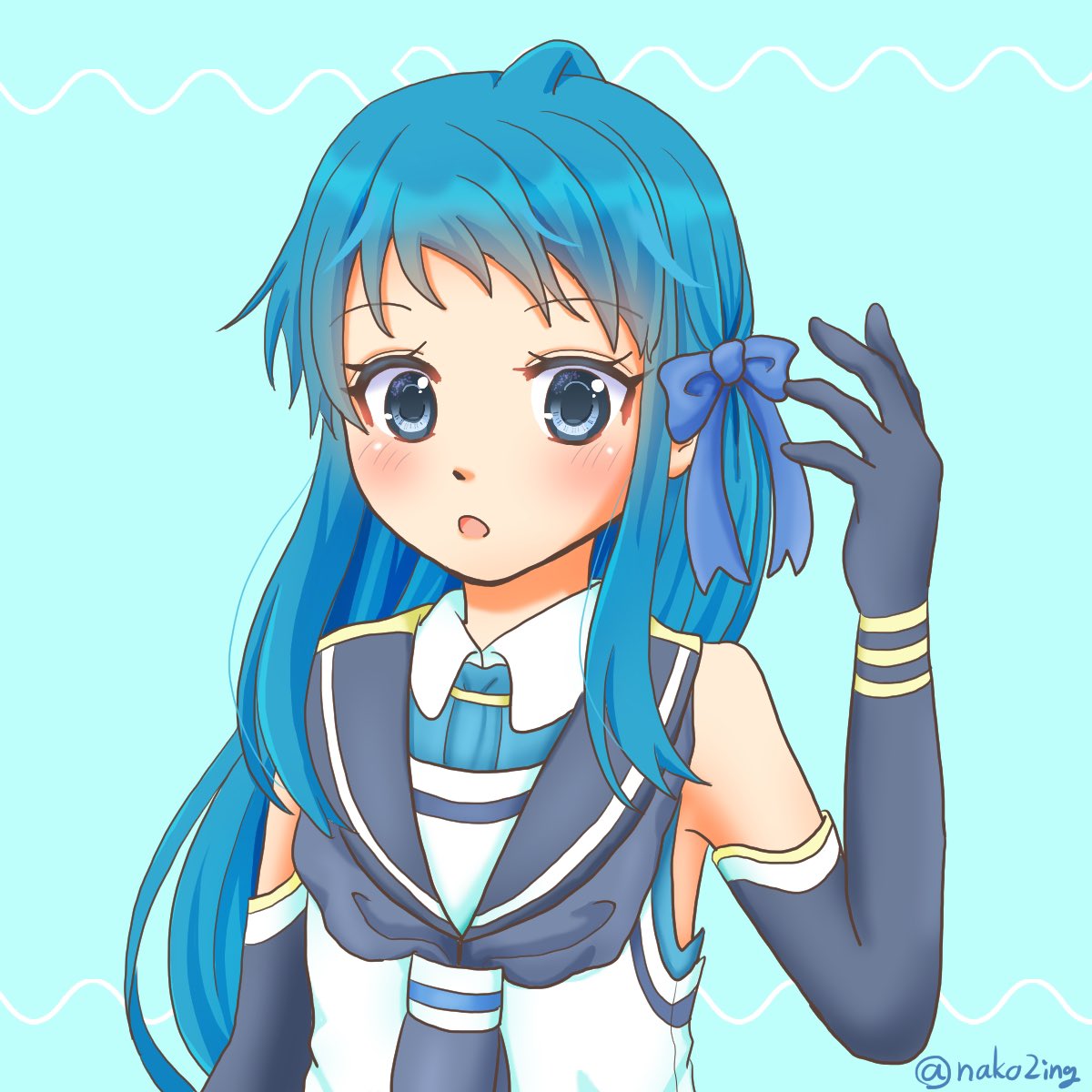 艦これ「海色リボン装備の五月雨ちゃん (1.5ドロくらい) #艦これ版深夜の真剣お絵描き」|菜子のイラスト