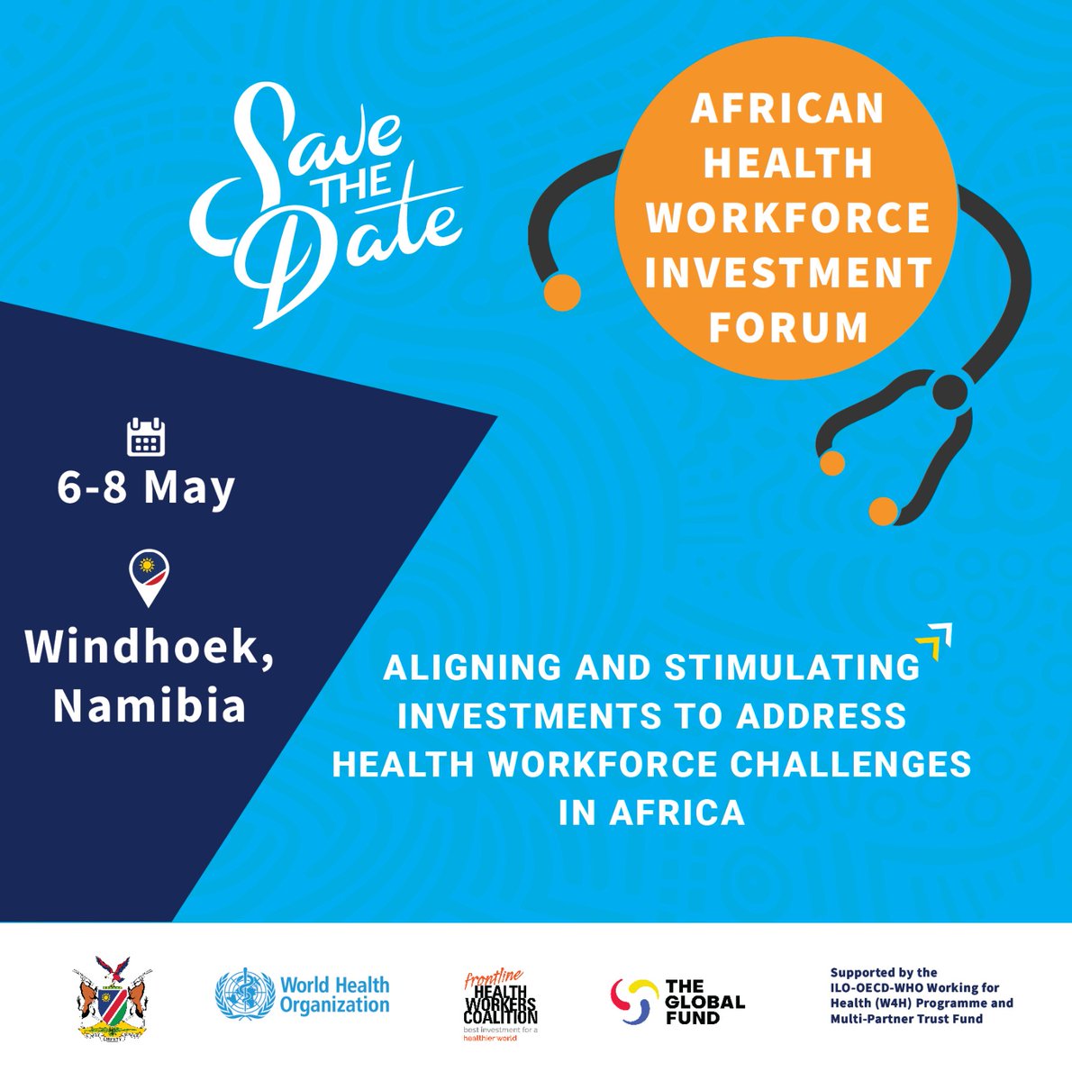📢 Save the Date for the African Health Workforce Investment Forum 🗓️ When: 6-8 May 2024 📍Where: Windhoek, Namibia Join us as we accelerate efforts to tackle health workforce challenges in the African region. #HealthForAll #AHWIF2024 #InvestInHealthWorkers