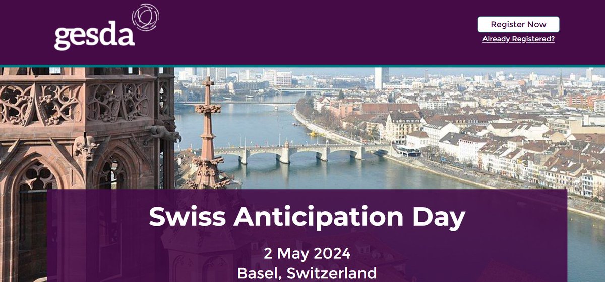 Tomorrow is the day! The Swiss Anticipation Day will be in Basel. Join us for an afternoon of discussions under the topic of “Healthy Ageing: the role of science and diplomacy anticipation in healthspan extension”. Registration info more info here: bit.ly/44evkk8