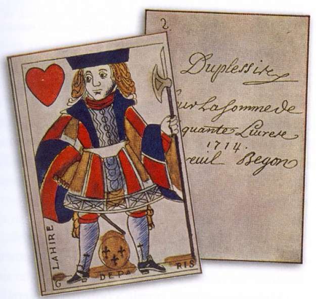 1er mai 1682 Jacques de Meulles est nommé intendant. Responsable du développement de la colonie à une époque difficile tant du point de vue économique que militaire, il innove en imaginant une monnaie de carte à jouer comme solution au manque aigu de numéraire.