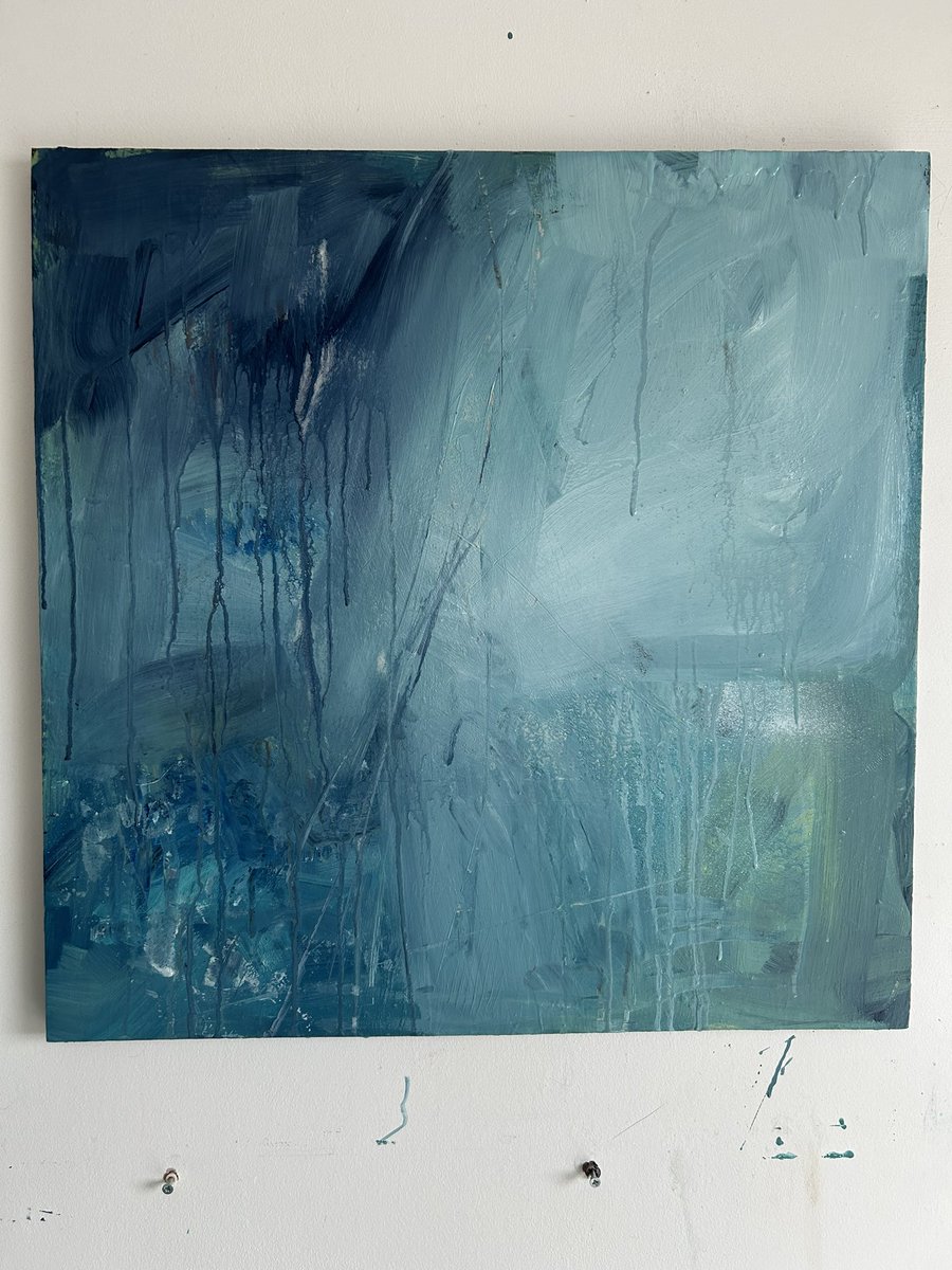 Having a very messy painting day today. Big brushes and lots of blue paint .