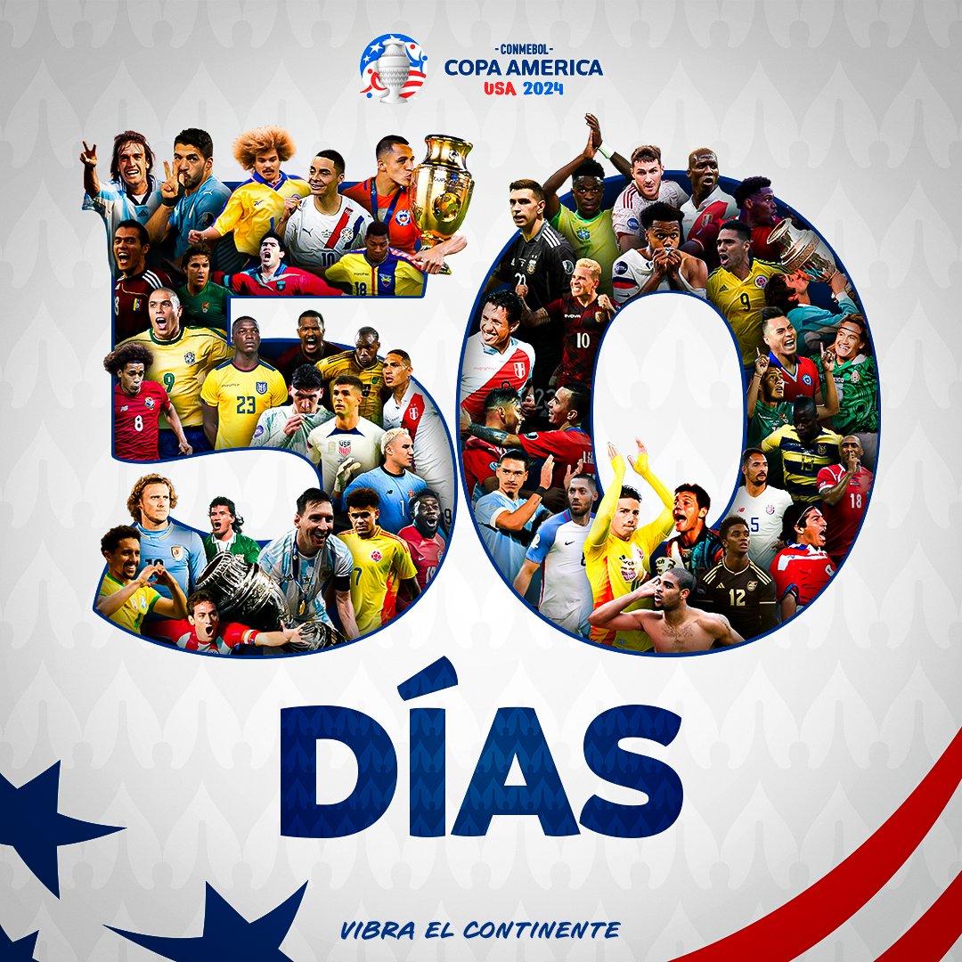 ¡Faltan 5️⃣0️⃣ días para el arranque de la CONMEBOL Copa América™! 🔜​ #VibraElContinente