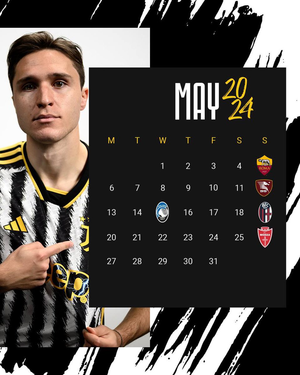 🗓 El calendario de mayo, y último mes de la temporada 2023-2024, de la #Juventus 
#Juve #FinoAllaFine #ForzaJuve