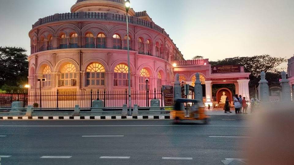 The Vivekananda House, on Marina Beach Road, Triplicane, Chennai. It's a beautiful monument, originally built in 1842 by Fredric Tudor as a facility to store ice. In 1897, Swami Vivekananda stayed here for a few days. This house later passed into the hands of the Government of