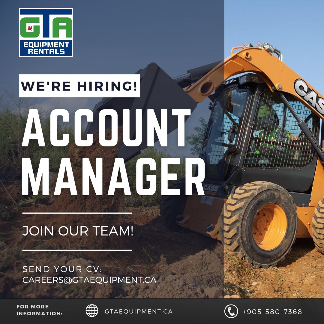 We're Hiring! Position: Account Manager. Join our fantastic team if you are interested in working in the equipment rental industry!

#werehiring #customerservicejobs #accountmanager #equipmentrental #rentalequipment #jobshiring #oakville #jobopportunity #ontariojobs #gtajobs