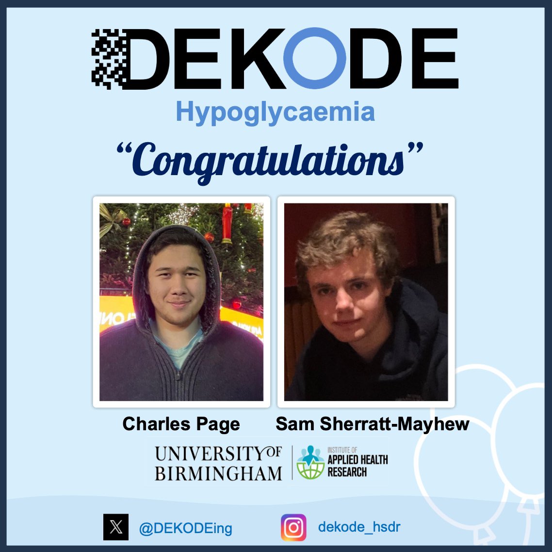 Congratulations to Sam Sherratt-Mayhew and Charles Page, our #medstudents at @uobmbchb & #earlycareer researchers in DEKODE who will present their work at the ECE 2024 (@ESEndocrinology) Conference in Stockholm, Sweden! 👏 👏

#FutureLeaders
@uobmbchb @UoB_IAHR