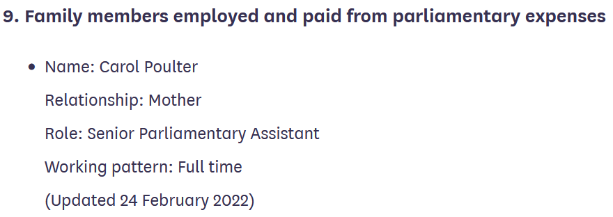 LMAO Dan Poulter's given his mum a tax-payer funded job. That's such a Labour Party thing to do. He'll fit in well.