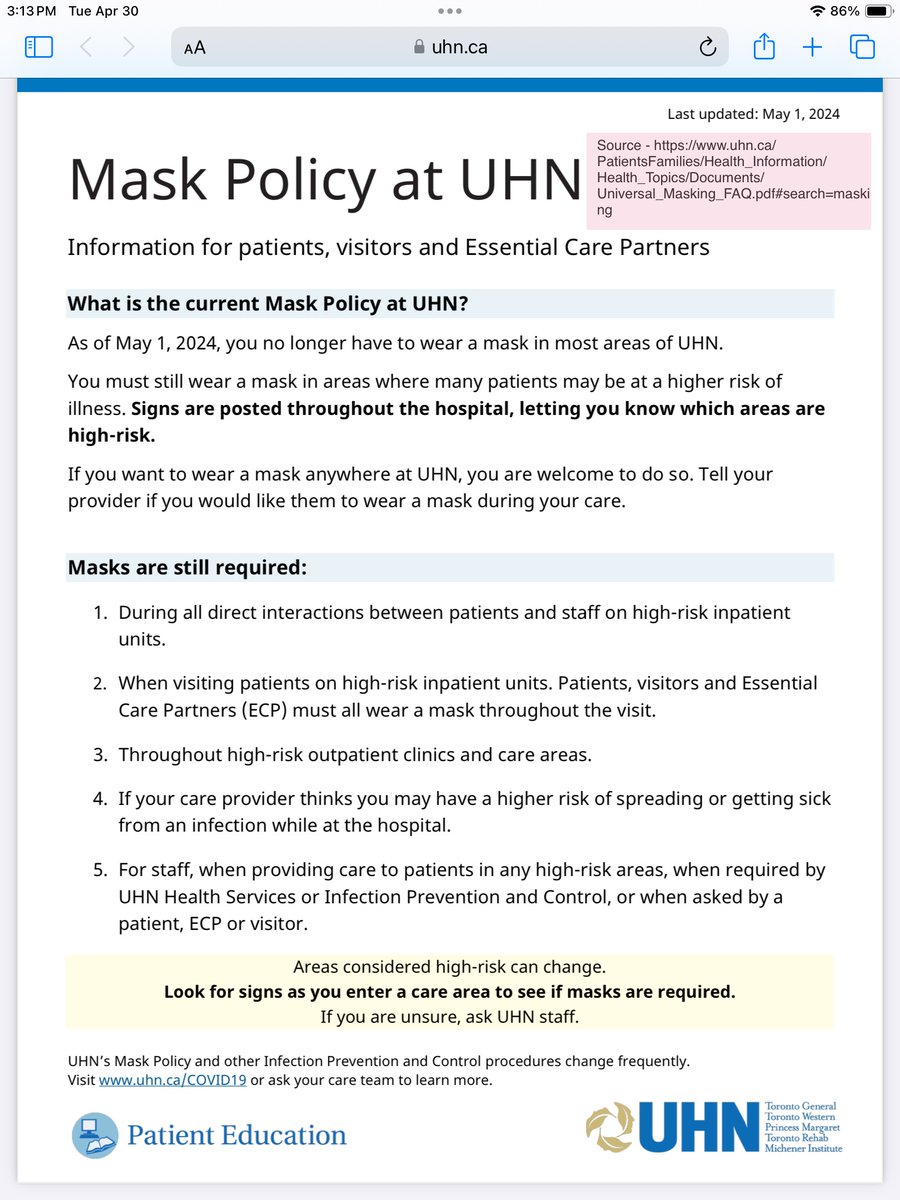 @EmJayNabuurs @UHN-  doesn't even tell you in advance where they dropped masks..... it's an infection mandate without consent, Treasure Hunt Edition (find the signs) or put more stress on a patient to call in advance. Bananaland.