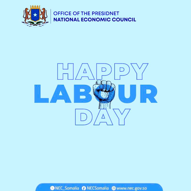 On this May 1 National #LabourDay, we hereby celebrate our steadfast Somali men & women whose dedication, & sacrifices embody our nation's spirit. Our workforce across the private & public sectors; from major firms to small businesses; play a pivotal role in driving our economy.