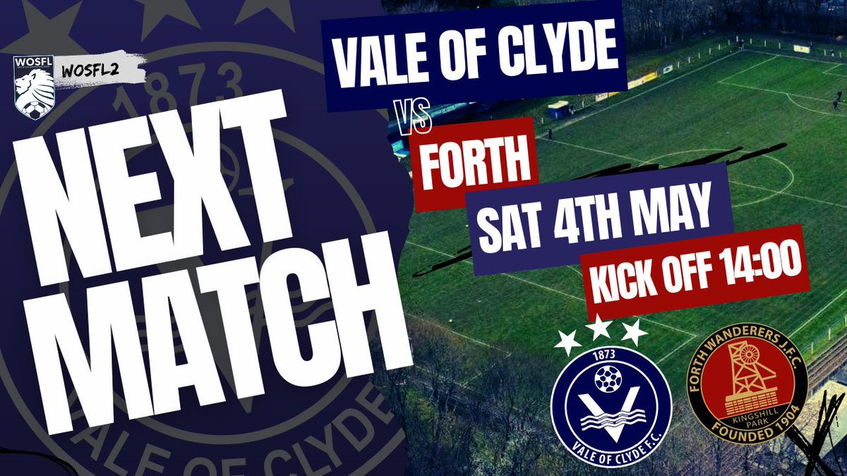 🔵⚪️🔵 🚨Next Match!🚨 As the season draws to a close, our next match sees play @ForthWanderers at home on Saturday 4th May at 14:00 Kick Off time! Let’s get a big crowd to Fullarton Park this Saturday and support the Tin Pail in securing a big 3 points! @OfficialWoSFL