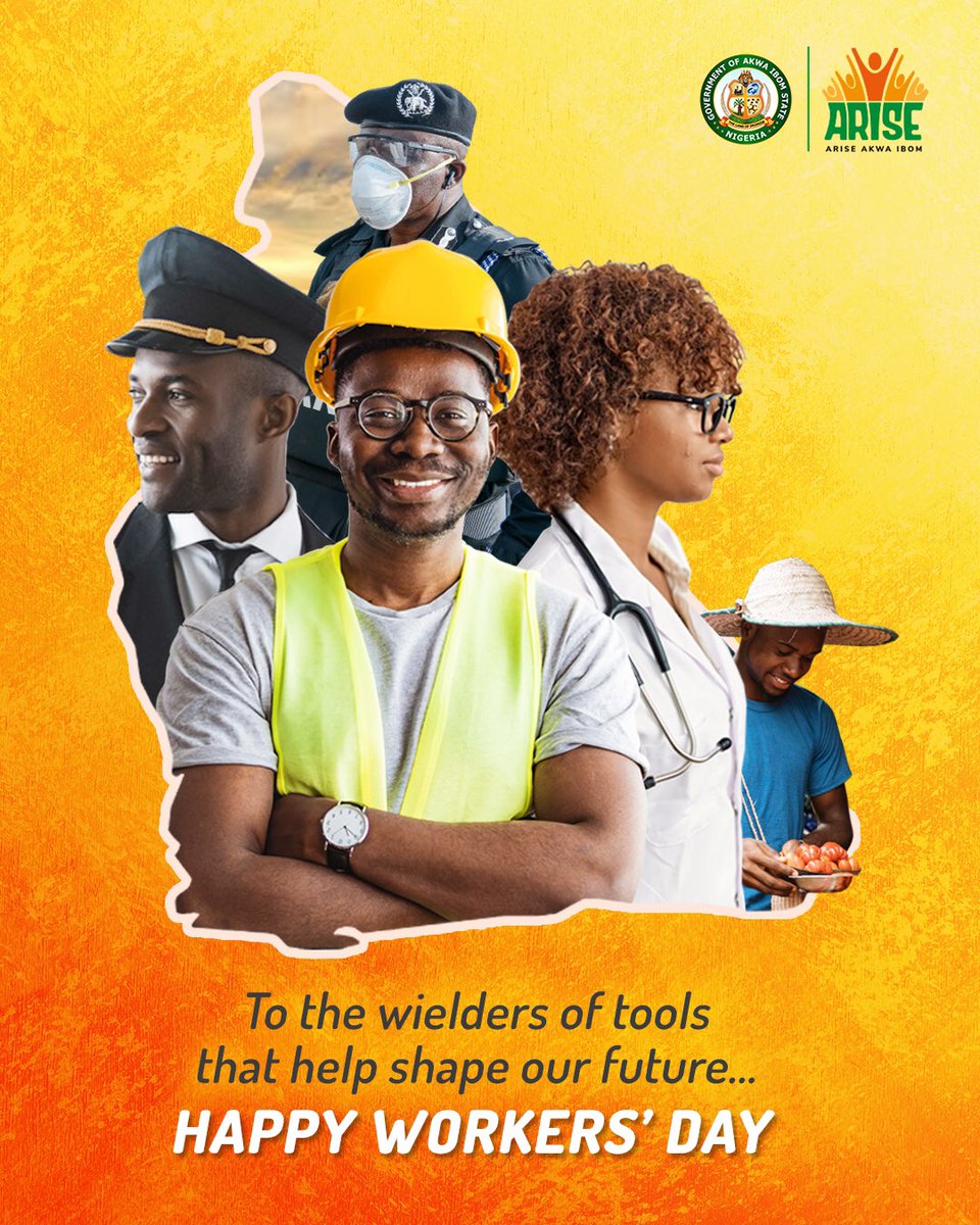 Today we celebrate the entire workforce within the state, we salute you for your tenacity and contributions to the collective goals of our dear state.
Happy International Worker‘s day.

#akwaibomtwitter #WorkersDay