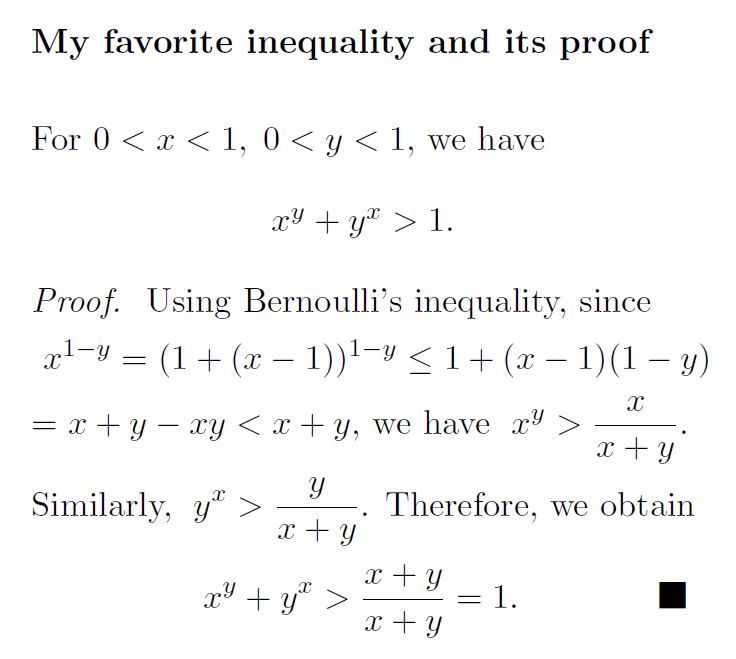 my favorite known inequality and its interesting proof.