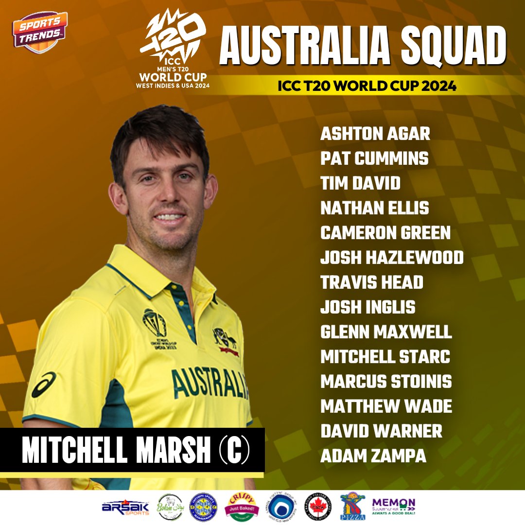 Australia Squad For ICC T20 World Cup 2024 🏏🇦🇫🏆

#Cricket #Australia #T20WorldCup #T20WorldCup2024 #CricketAustralia #PatCummins #DavidWarner #MitchellMarsh #SportsTrendsCan #SportsTrendsCanada