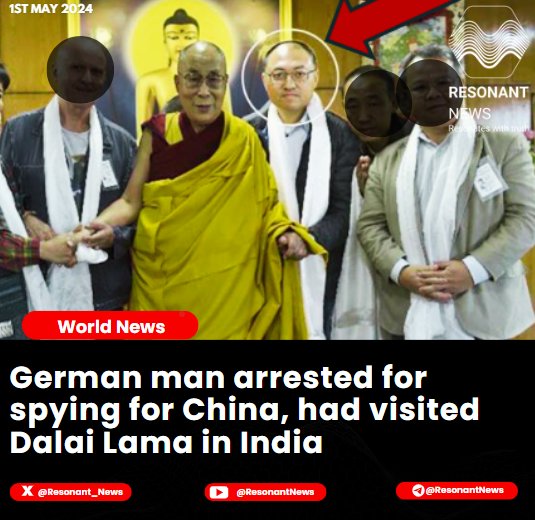 Chinese espionage net widens! A #German official arrested for spying for #China visited #DalaiLama in #India. What's next, a panda w/ a hidden mic? Steer clear of #Beijing's prying eyes & keep our secrets where they belong-far away from #CCP! @TibetPeople @Tenam108  @HKokbore