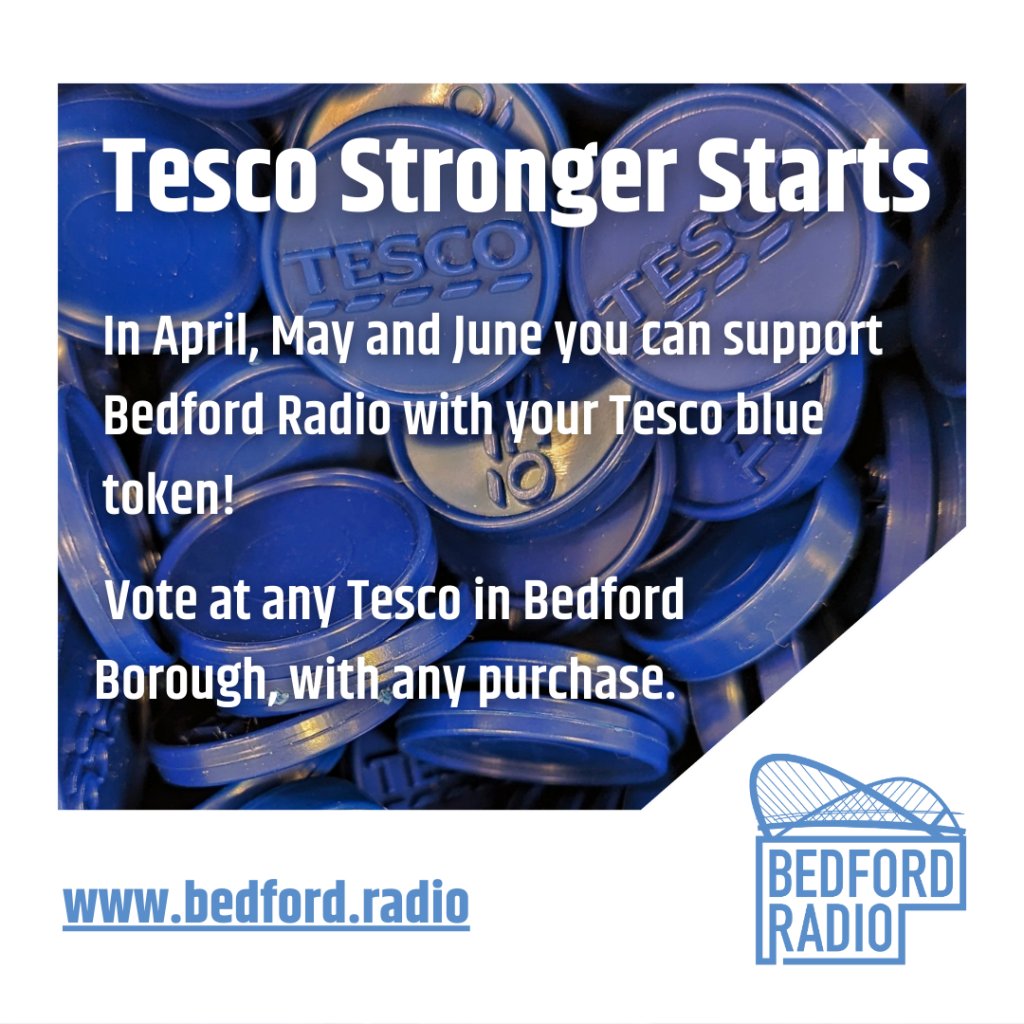 If you'd like to support us in the Tesco Stronger Starts scheme, remember you can vote for us with your blue token, all this month and next. All Tescos in Bedford Borough are taking part. Thank you!