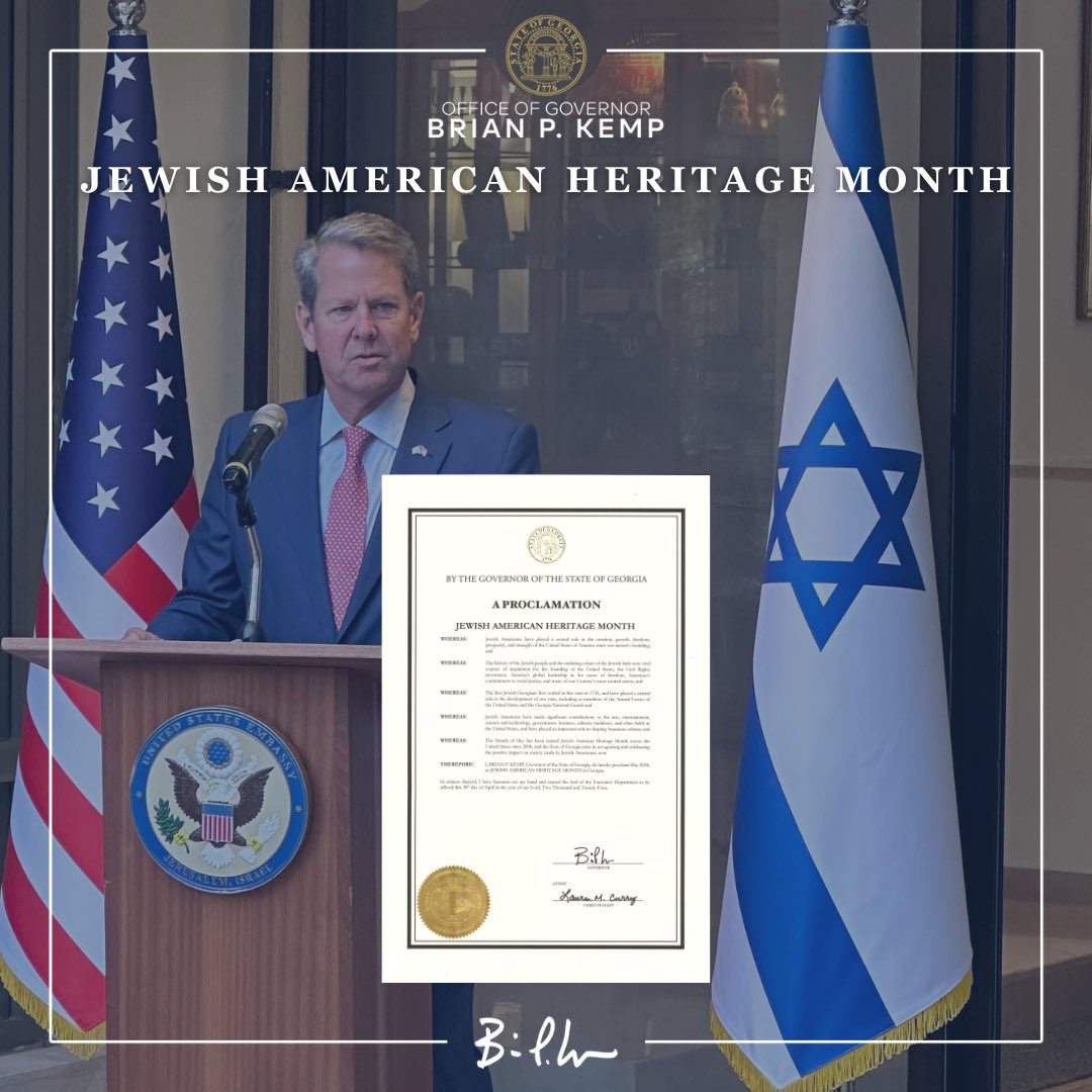 Today begins #JewishAmericanHeritageMonth across our state and nation. Georgia is proud to recognize this time to celebrate the rich history, culture, and remarkable achievements of the Jewish community, and to stand together against hatred and antisemitism.