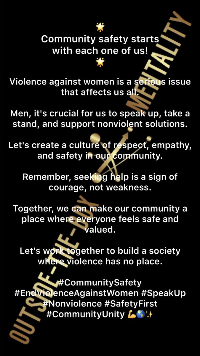 #CommunitySafety
#EndviolenceAgainstWomen #SpeakUp #Nonviolence #SafetyFirst #CommunityUnity