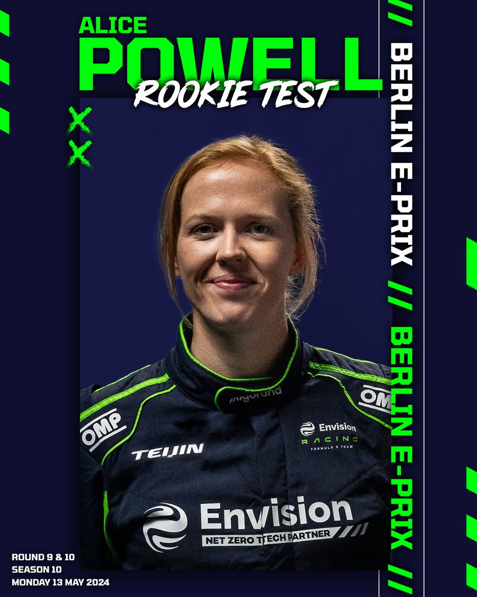 Ready for the rookie test in 🇩🇪! We are excited to confirm that Test & Development driver Alice Powell will be getting behind the wheel of the Green Machine in Berlin! 🔜 #BerlinEPrix
