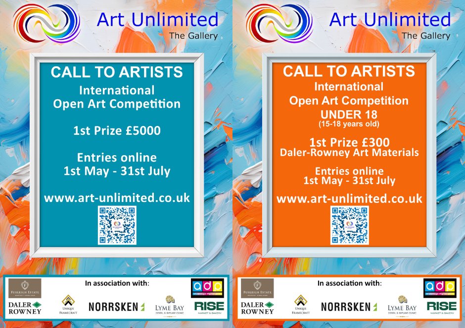 We are pleased to announce our sponsorship of Art Unlimited's International Open Art Competition! Today marks the first day that the competition is open for submissions so don't forget to get yours in! art-unlimited.co.uk/open-arts-comp… #DalerRowney #ArtUnlimited #ArtCompetition