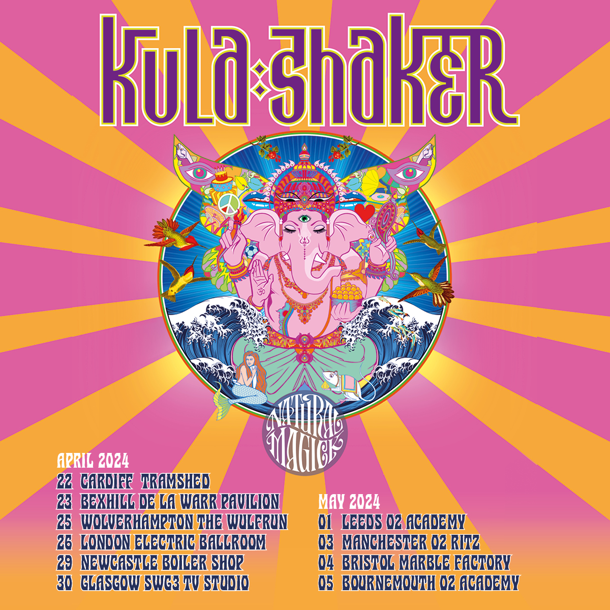 English psych rock band @kulashaker are here tonight in support of their seventh album 'Natural Magick.'🪄 Doors at 7pm. Our usual security measures are in place - no bags bigger than A4 - please check our pinned tweet for details 🙏
