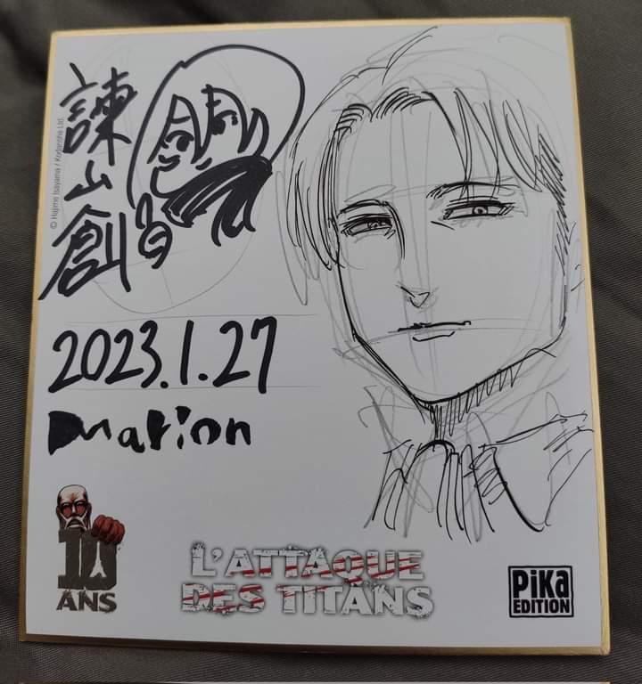 A fan have a meeting with Isayama and he ask him to draw smiling Levi for him, and this is the result :)