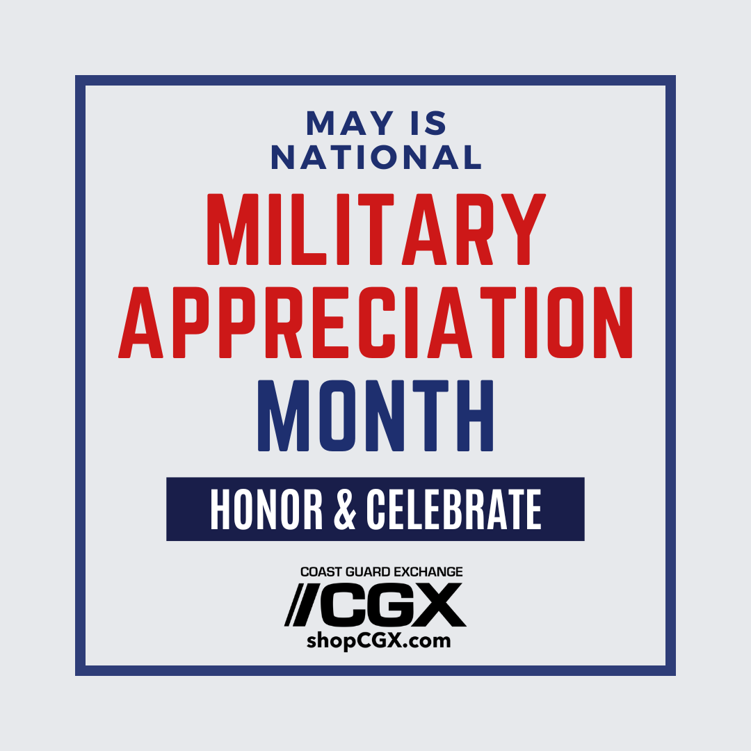 Celebrating the bravery, sacrifice, and dedication of our military heroes this National Military Appreciation Month. 🇺🇸 #shopCGX #lovemyCGX #coastguardexchange #MilitaryAppreciation #SaluteToService #armedforces #militaryservice #NationalMilitaryAppreciationMonth #MilitaryHeroes