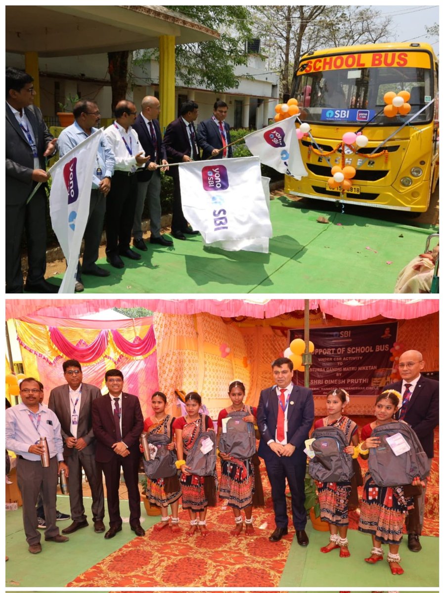 As part of Bank’s CSR activity, a school bus and school bags with water bottles were donated to Kasturba Gandhi Matru Niketan, an Institution established to take care of orphan children at Paikmal, Bargarh on 01.05.2024. @TheOfficialSBI #TheBankerToEveryIndian