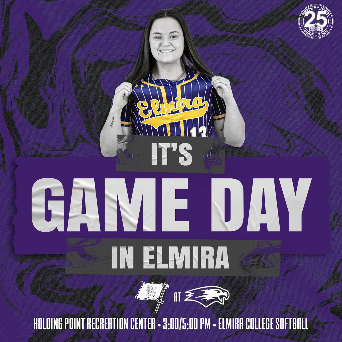 Back to it for the final @Empire8 home series of the regular season as @ElmiraCollegeSB takes on the Highlanders! 🥎

🆚 Houghton
🕒 3:00/5:00 PM  
📍 Horseheads, NY | Holding Point
📺&📊: bit.ly/3lKw2jp

#TogetherWeFly #FightOn4EC #ElmiraProud