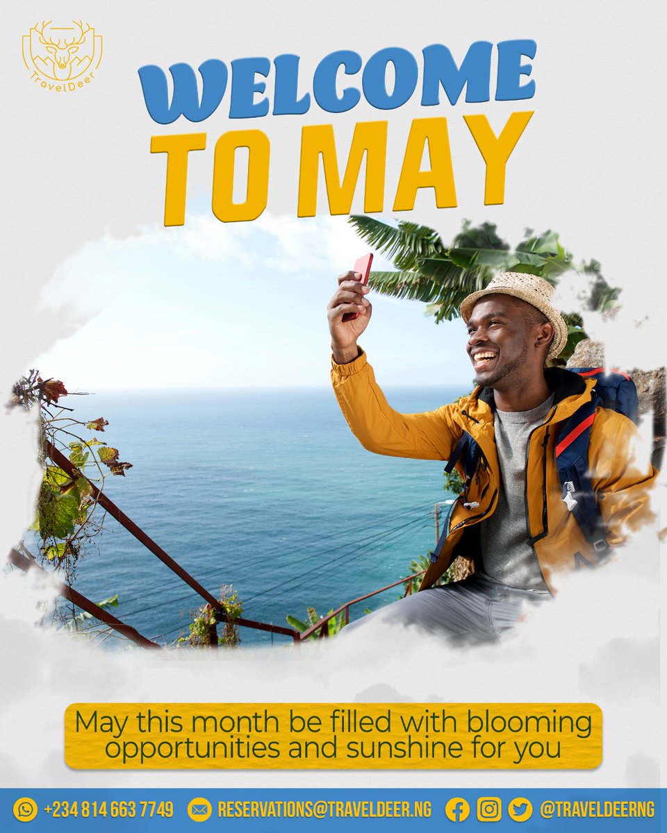 Welcome to May! 

May this month be filled with blooming opportunities and sunshine for you. ❤️😊

#traveldeerng 
#travelexcellence 
#monthofmay 
#mayfirst 
#workersday