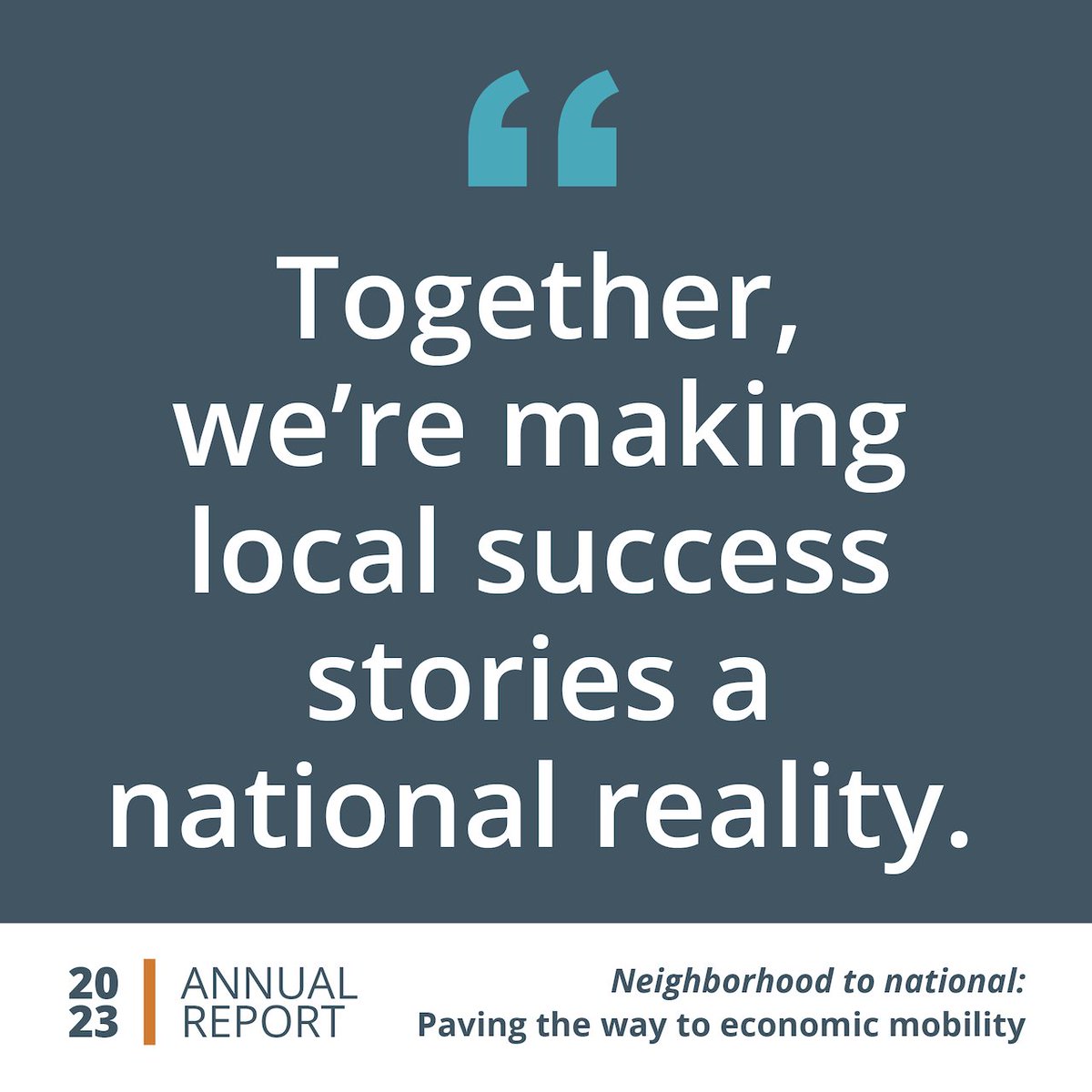 We know our bold 2030 goal is possible because #CradleToCareer Network members are already transforming systems, expanding opportunities and getting better, more equitable outcomes. See their impact in our 2023 annual report, #NeighborhoodToNational: hubs.li/Q02vgb2l0