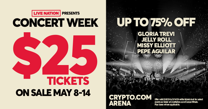 Get ready for Live Nation's Concert Week! 🎤 From May 8-14, get $25 tickets to over 5,000 live shows happening throughout the year. Visit LiveNation.com/ConcertWeek for details!