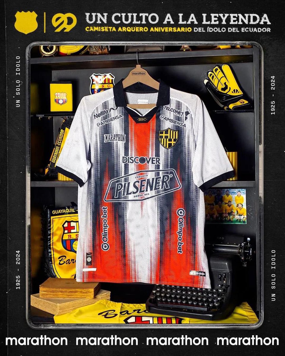 🗞️ #Kitnews from Ecuador as the new 2024 @BarcelonaSC 99th Anniversary kit made by #Marathon has been released.

📸 thekitman.co.uk/barcelona-sc-9…

#TheKitman 👕

#99AñosBSC #HoyJuegaElBarce #BarcelonaSC