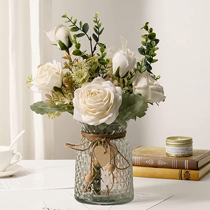 The flowers are quite lifelike. Perfect for an end table or kitchen island. 

Order yours today!  amzn.to/3qKXOiB  

#fakeflowers #vase #silkroses #artificialflowers #fauxflowerarrangement #homeoffice #homecore #diningtable #centerpiece #home #kitchen #homebeautifulliving