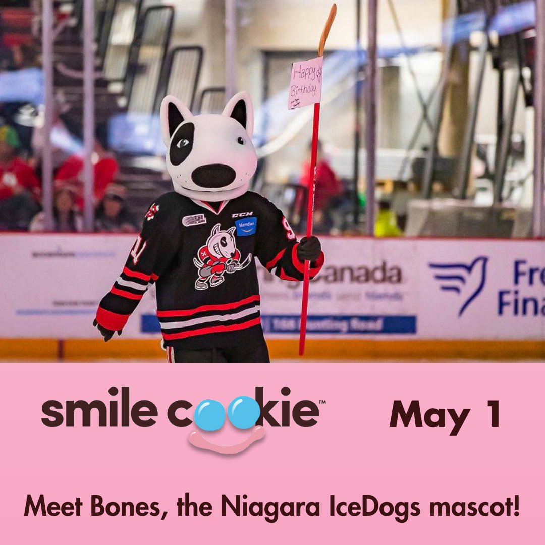 Stop by the Tim Hortons at 211 Louth St. (St. Catharines) today from 9:00am to 10:00am and meet Bones, the @OHLIceDogs mascot for pictures and help support local charities in Niagara!

#TimHortons #SmileCookie #EverySmileCounts #AlzheimerNiagara